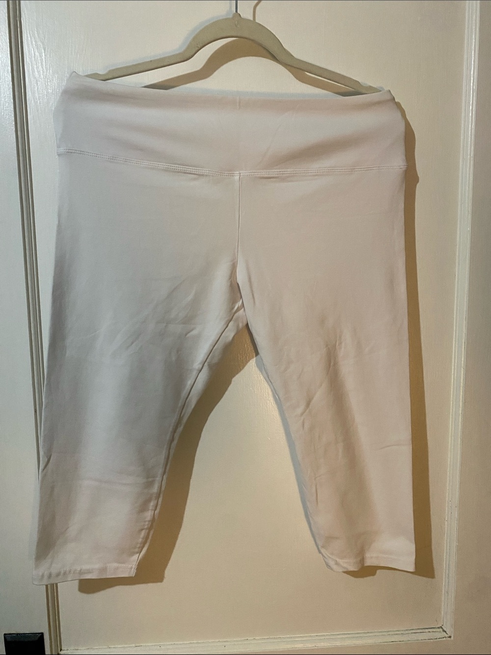 Kate Park White Fold-Over Waist Capri Leggings for Women
